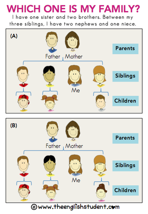 The English Student, theenglishstudent, ESL blog, teaching family relationships, family members ESL, family relations, what does siblings mean, niece, nephew, ESL vocabulary, ESL family