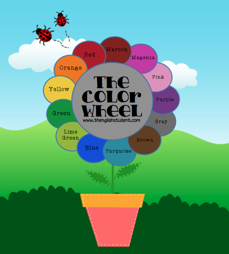 The English Student, English Student blog, English student, ESL sites, ESL blog, ESL fun, color, color wheel, what's your favorite color? different colors, teaching colors