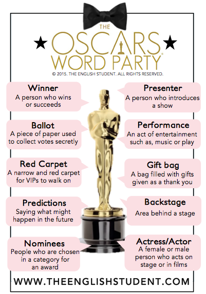 The English Student, www.theenglishstudent, the student english, the oscars, actor vs actress, ESL vocabulary, best educational blog, best educational website, ESL teaching resources, learn English, Oscar vocabulary, ESL vocabulary