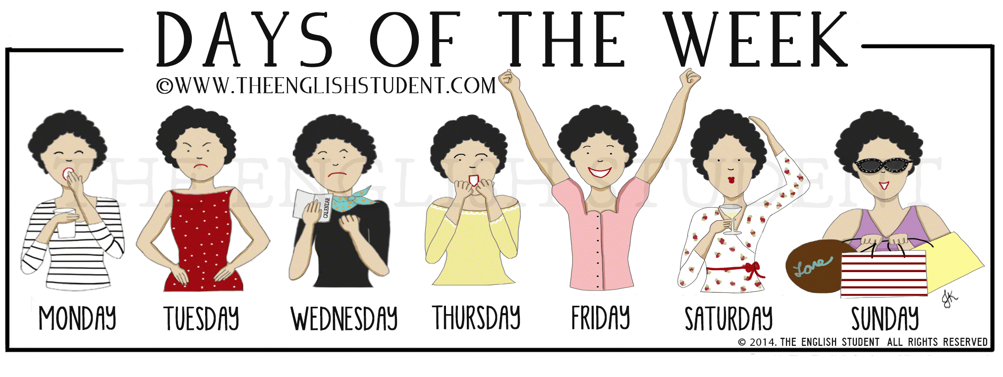 The English Student Days of The Week ESL Illustration 